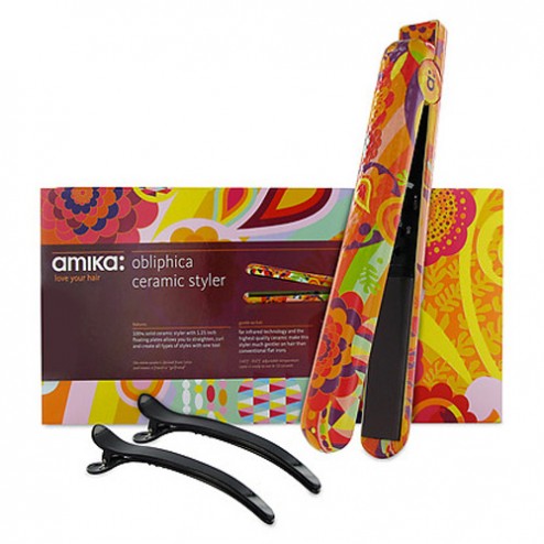 Amika Ceramic Flat Iron Obliphica 1.25 Inch