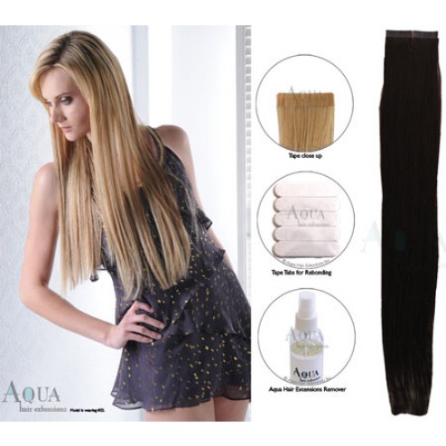 Aqua Hair Extensions Seamless Tape Straight Long