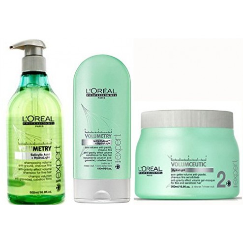 Loreal Volumetry Anti-Gravity Volumizing Shampoo 16.9 Oz, Conditioner 5 Oz And Masque 16.9 Oz