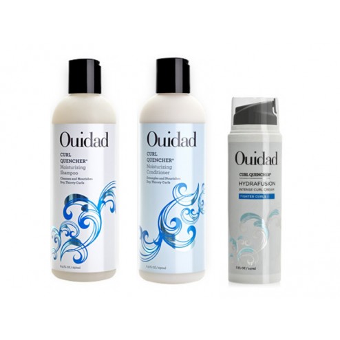 Ouidad Curl Quencher Moisturizing Shampoo 8.5 Oz, Conditioner 8.5 Oz And Hydrafusion Cream 5 Oz