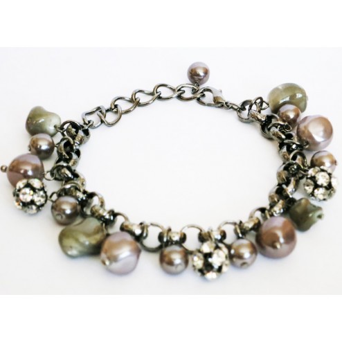 Zirconmania Chain Bracelet with Pearl and Crystal Roundles