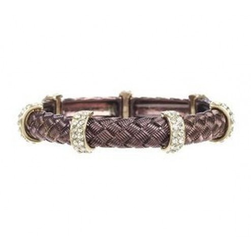 Zirconmania Two Toned Stretch Bracelet - Brown Gold