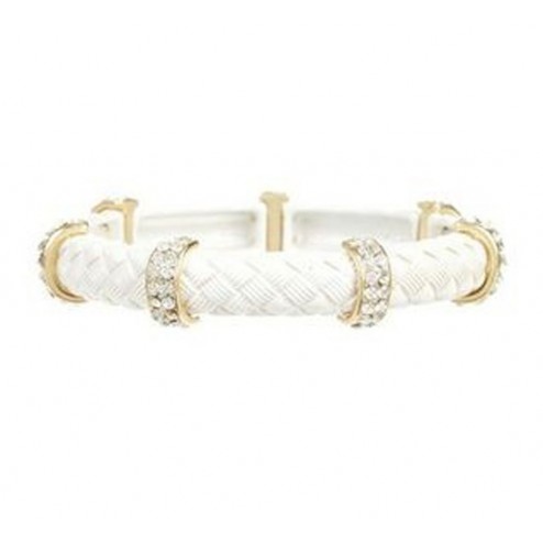 Zirconmania Two Toned Stretch Bracelet White Gold
