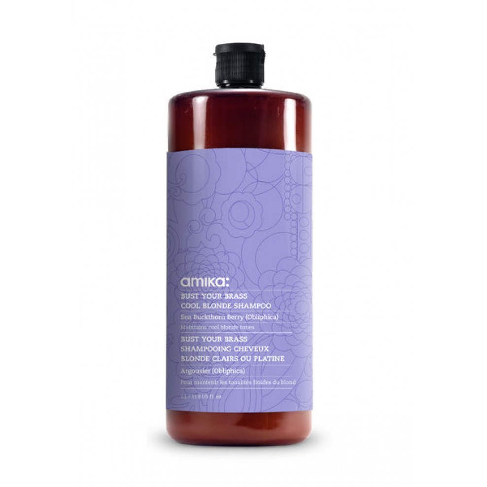 Amika Bust Your Brass Cool Blonde Shampoo 33 8 Oz Wet hair and massage a small amount through scalp and hair. fashion and beauty store
