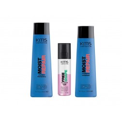 KMS California Moist Repair Shampoo 10 Oz, Conditioner 8.5 Oz And Free Shape Quick Blow Dry 6.8 Oz