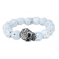 Zirconmania Pave Skull Stretch Bracelet - White