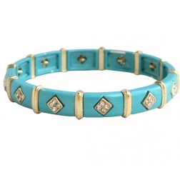 Zirconmania Stretch Two Tone Pave SQ Bracelet - Green