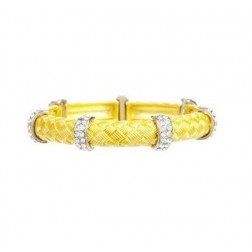 Zirconmania Two Toned Stretch Bracelet - Gold and Silver
