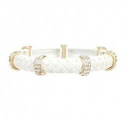 Zirconmania Two Toned Stretch Bracelet - White Gold