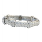 Zirconmania Textured Alloy Bracelet - Rhodium