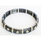 Zirconmania Stretch Two Tone Pave SQ Bracelet - Grey