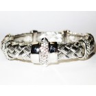 Zirconmania Textured Alloy Bracelet - Rhodium