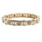 Zirconmania Stretch Two Tone Pave SQ Bracelet - Gold