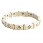 Zirconmania Stretch Two Tone Pave SQ Bracelet - White