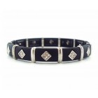 Zirconmania Stretch Two Tone Pave SQ Bracelet - Black