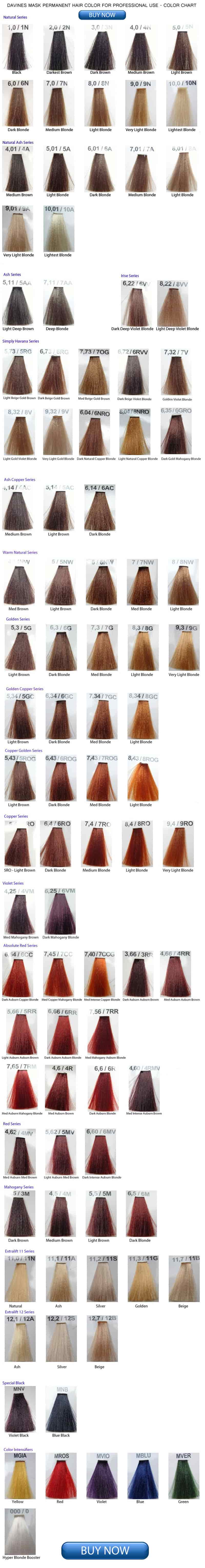 Davines Mask Hair Color Chart