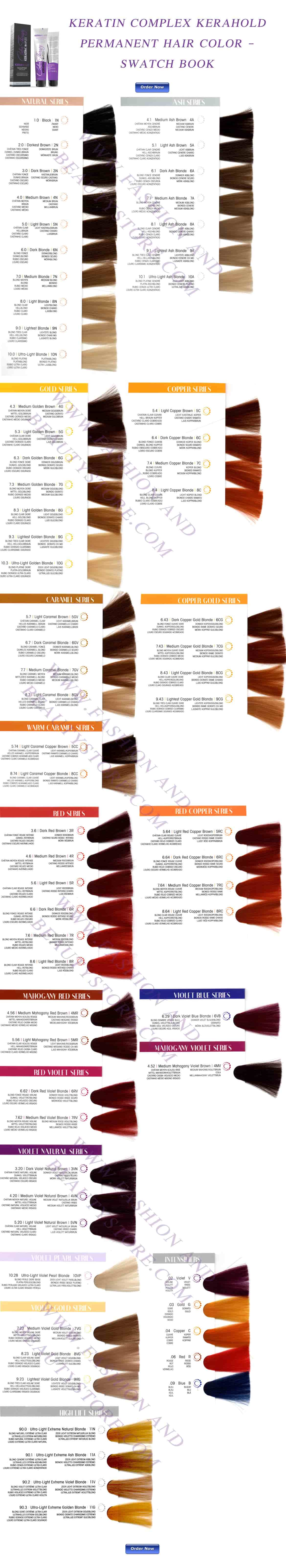Keratin Complex Kerahold Permanent Hair Color Swatch Book